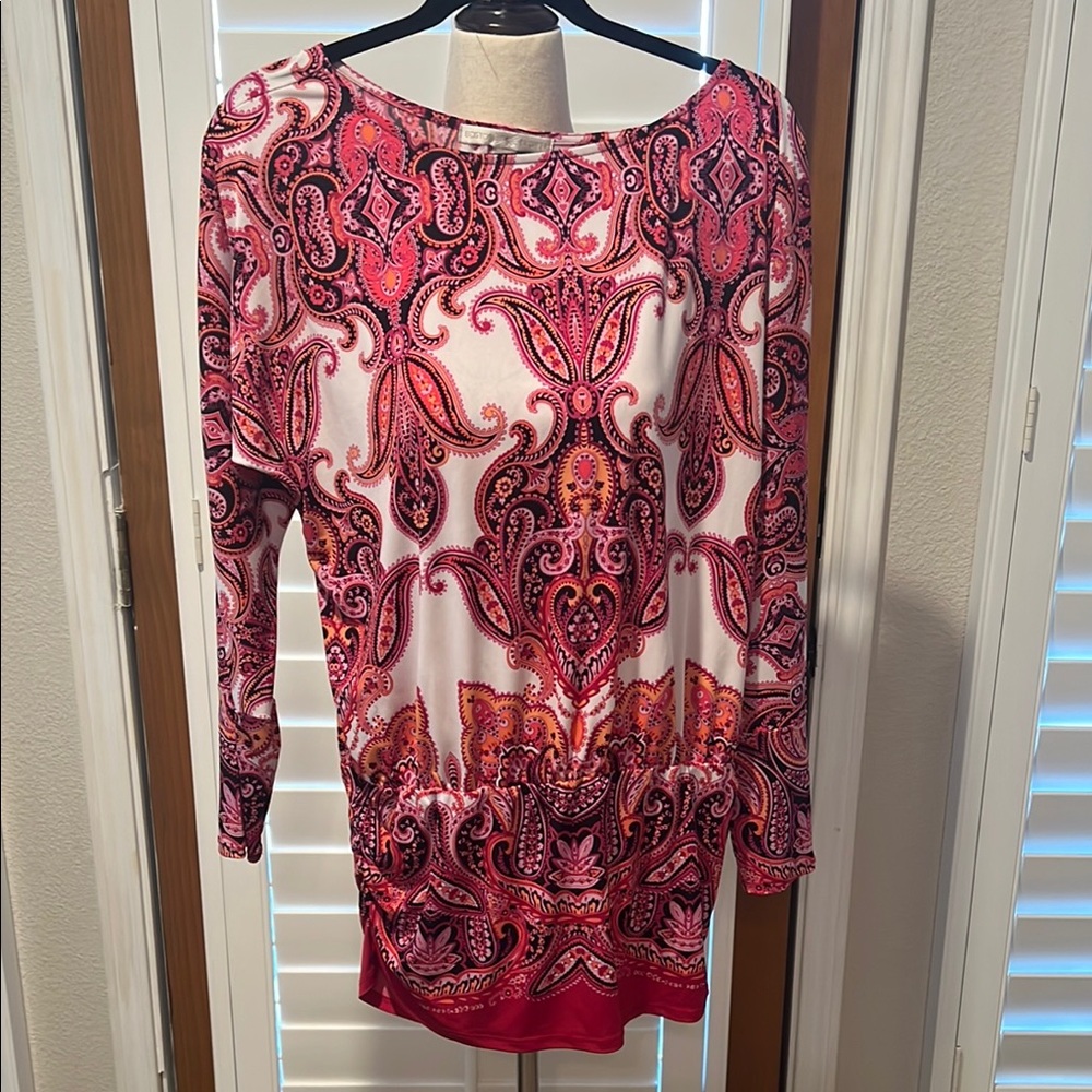 Boston Proper Elegant Pink Paisley Dress M